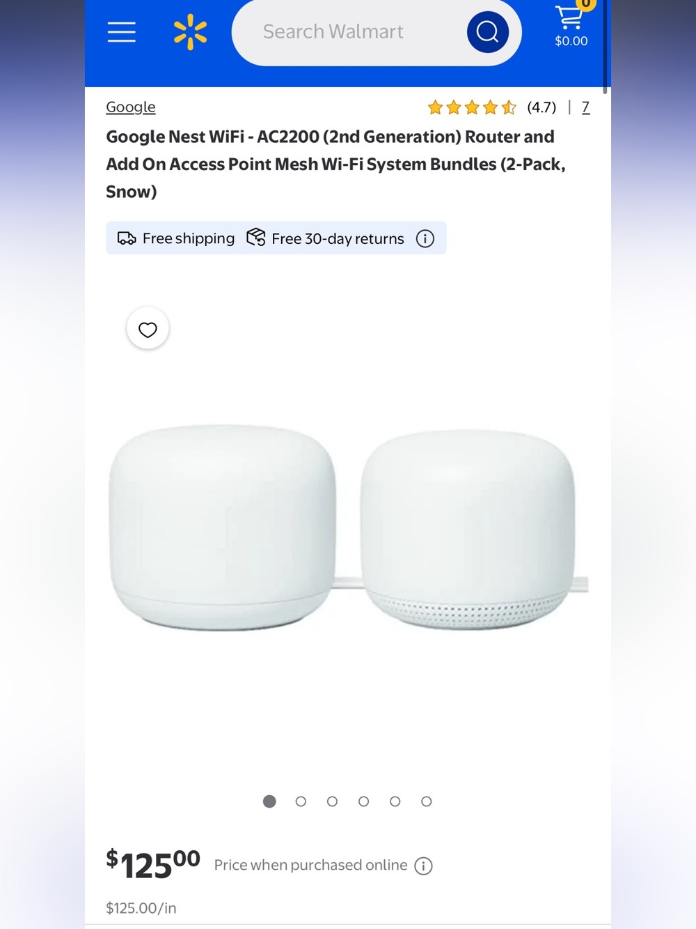 Google Nest WiFi AC2200 Mesh Router H2D + Point H2E in Snow White